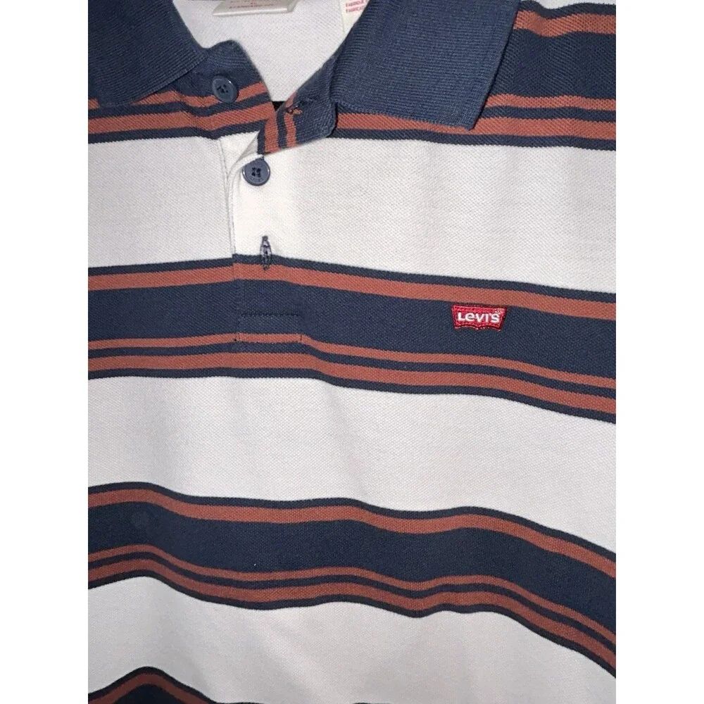 Vintage Levis Polo Shirt Mens Large Burgundy Striped JeansWear Western Retro